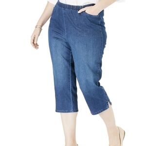 Woman Within Gathered Capri Jeans Sz 18 Good Condition
